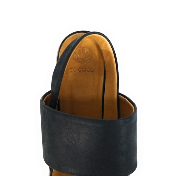 COCLICO Tate Black Leather Strappy Sandals in Smog Rock Block Heels Size 9 - Picture 10 of 11